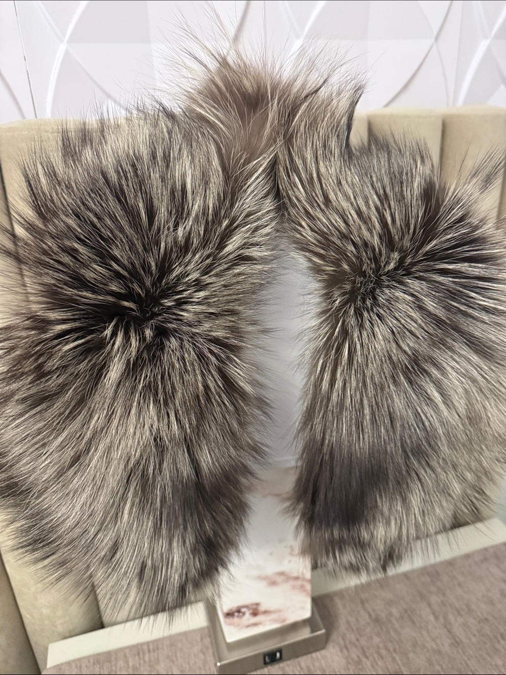 Silver fox fur scarf